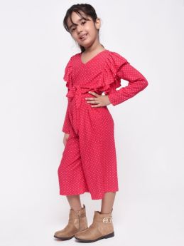 Jelly Jones-Pink Polka pleated Frill Cullote & top set