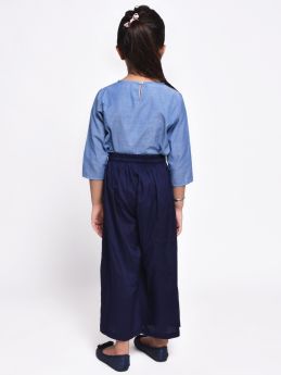 Jelly Jones - Blue Chambray Top with Navy Cullote Set