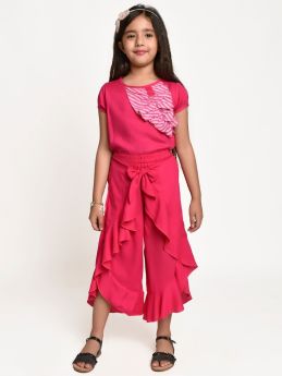 Jelly Jones Top with frill Plazo-Pink