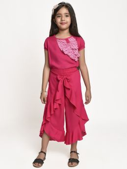 Jelly Jones Top with frill Plazo-Pink-2-3 Years