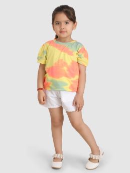 Jelly Jones T-shirt with gather sleeve  -yellow -3-4 Years