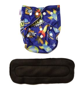 Bumtail by Lil Amigos Nest - Printed Blue Space Washable & Reusable Solid Pocket Cloth Diapers with Inserts