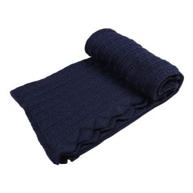 ItsyBoo-Knit Blanket- Navy Frill