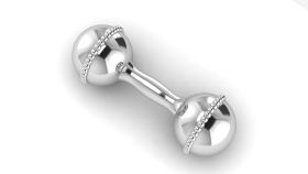 Sterling Silver Tiny Tot  Beaded Dumbbell Rattle