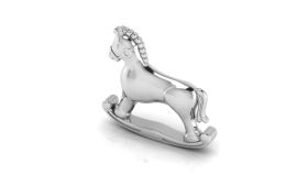Sterling Silver-Silver Plated Baby Rattle - Rocking Horse