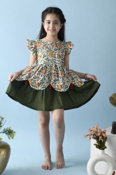 THE COTTON STAPLE-FULWARI FLORAL DRESS-2-3 Years