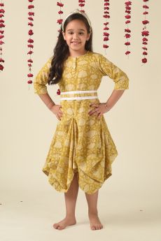 THE COTTON STAPLE-FIREFLY COWL DRESS WITH BELT-2-3 Years