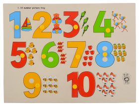 Skillofun-Number With Picture Tray (1-10) (With Knobs)