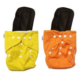 Bumtail by Lil Amigos Nest - Washable & Reusable Solid Pocket Cloth Diapers with Inserts - Pack of 2