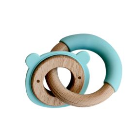Little Rawr Wood + Silicone Disc & Ring Teether- BEAR