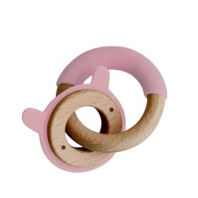 Little Rawr Wood + Silicone Disc & Ring Teether - RABBIT