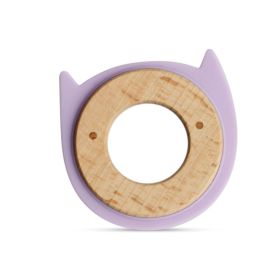 Little Rawr Wood + Silicone Disc Teether- KITTY