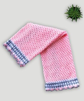 Knitting by Love-Hand knit woolen blancket-Pink & Grey