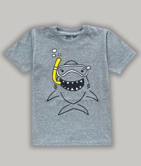 Little labs happy shark print half sleeves - Grey