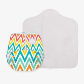 Snugkins -Newborn Bliss - Reusable,Waterproof & Washable Cloth Diapers for Newborn babies, Contains 1 Diaper, 1 Wet-Free Organic Cotton Pad & 1 Booster Pad - Fits 2.5kg – 7kg - Macaroon Ikat