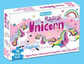Dreamland-Magical Unicorn Jigsaw Puzzle for Kids – 96 Pcs | With Colouring & Activity Book and 3D Model