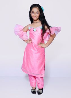 Tutus by Tutu-Pink Baloon Sleeves Kurta Pyajama Suit-6-12 Months