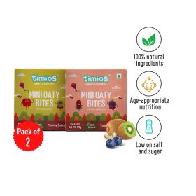 Timios Mini Oaty Bites MIx - Apple & Kiwi + Nuts & Berries - 120g Each