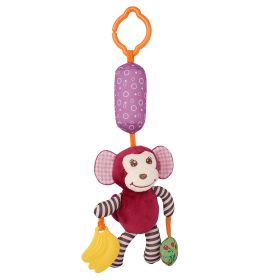 Baby Moo Monkey Maroon Hanging Toy / Wind Chime With Teether - MONKEY-003
