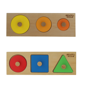 NESTATOYS-Montessori Early Math Puzzle Combo - Shapes & Circle Seriation | Educational Shapes Puzzles for Baby