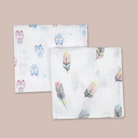 Baby Moo-Funny Faces And Feathers Multicolour 2 Pk Muslin Swaddle