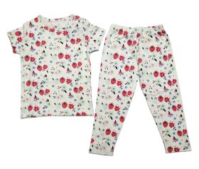 Lil Amigos Nest White Colour Fruits Printed Dress for Boys/Girls Pajama & Casual Half Sleeves Sweatshirt Top Bottom Kids Set
