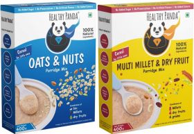 HEALTHY PANDA-Millet Cereal Mix with Dryfruits Powder (400G) + Oats & Nuts Baby Food (400g) Cereal  (800 g, Pack of 2, 6+ Months) - 100% Fresh & Natural