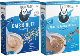 HEALTHY PANDA-Organic Sprouted Ragi Dry fruit Baby Cereal(400G) + Oats & Nuts Baby Food (400g) Cereal  (800 g, Pack of 2, 6+ Months) - 100% Fresh & Natural
