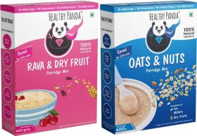 HEALTHY PANDA-Rava & Dryfruit Baby cereal (400G) + Oats & Nuts Baby Food (400g) Cereal  (800 g, Pack of 2, 6+ Months) - 100% Fresh & Natural