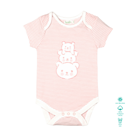 Greendeer-Organic Blush Pink Stripes Bodysuit : Bear Family-1-3 Months