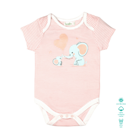 Greendeer-Organic Blush Pink Stripes Bodysuit : Mamma & Baby Elephant