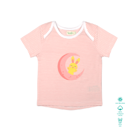 Greendeer-Organic Blush Pink Stripes T-Shirt : Sleepy Bunny-6-12 Months