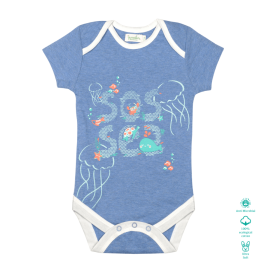 Greendeer-Organic Melange Blue Bodysuit : SOS SEA-1-3 Months