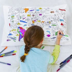 Pink Parrot Kids-world map pillowcase 