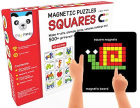 Play Panda Magnetic Puzzles : Squares with 250 Colorful Magnets
