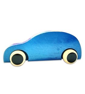 Lil Amigos Nest Channapatna Race Car Toy Handmade Non Toxic Wooden Push & Pull Along Toys for Kids ( 1 Year+) - Multicolor - Hand Eye Coordination and Gross Motor Skills (Blue Color)