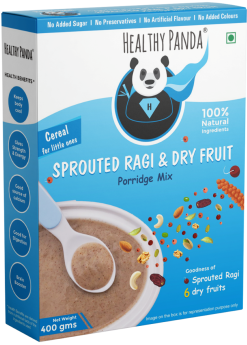 HEALTHY PANDA-Organic Sprouted Ragi Dry fruit Porridge (400 g) / Sprouted Ragi Powder for babies / Baby cereal/ Sprouted Ragi  / Toddler food/ / Baby food / Baby cereal 6 months + / 100% Fresh & Natural