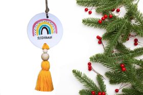 Bobtail-RAINBOW BAUBLE WITH TASSEL ORNAMENT - RECYCLED PAPER CLAY 