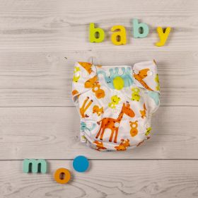 Baby Moo-I Love Animals Yellow Adjustable & Washable Diaper