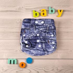 Baby Moo-Denim Print Blue Adjustable & Washable Diaper