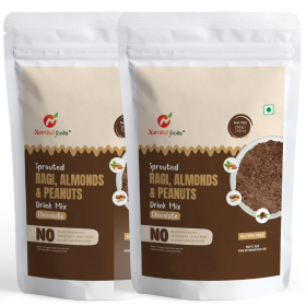 Nutribud Foods Sprouted Ragi, Almonds & Peanuts Drink Mix (Chocolate) – 200 gm