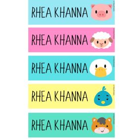 Bibliophiles Farm Animals Personalised Name Stickers