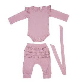 Baby Moo-Ruffle Full Sleeve Pink 2 Piece Romper Set