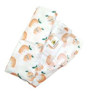 Lilamigosnest Multipurpose Orange Printed Swaddle for New Born Baby, 100% Organic & Soft Cotton Muslin, Baby wrap, Unisex Collection for 0-24 Months Baby, Baby Shower Gift (100 x 100 cm)