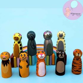Hipponess Handmade-Wild Animals Peg Dolls