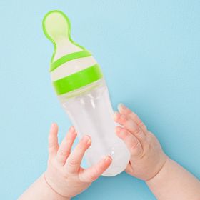 Baby Moo Green 90 Ml Squeeze Bottle Feeder With Dispensing Spoon-SB3974-GREEN