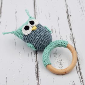 Love Crochet Art-Owl Crochet Rattle - Sea Green