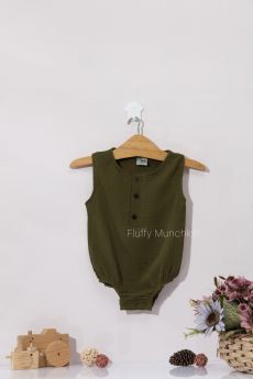 Fluffy Munchkin-Sleeveless Onesies-0-3 Months-Green