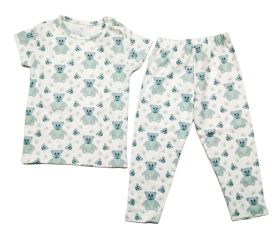 Lil Amigos Nest White Colour Teddy Printed Dress for Boys/Girls Pajama & Casual Half Sleeves Sweatshirt Top Bottom Kids Set