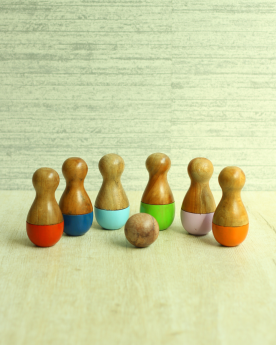 Earthytweens-Small Wooden Pin Bowling Set